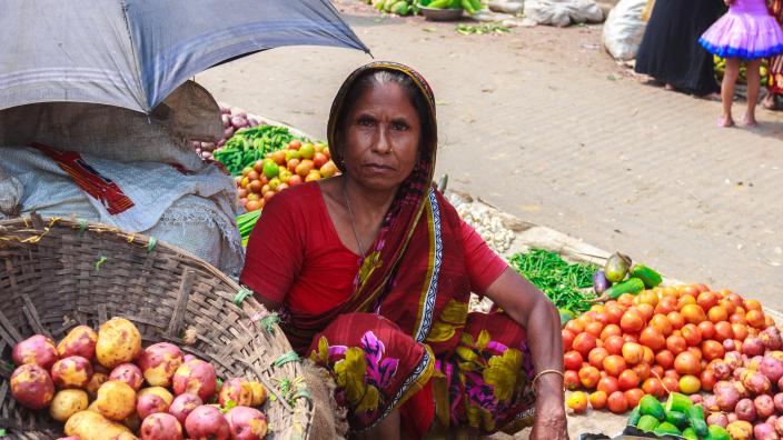 Woman cooling food