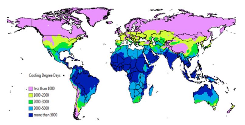 Map: Cooling degree days