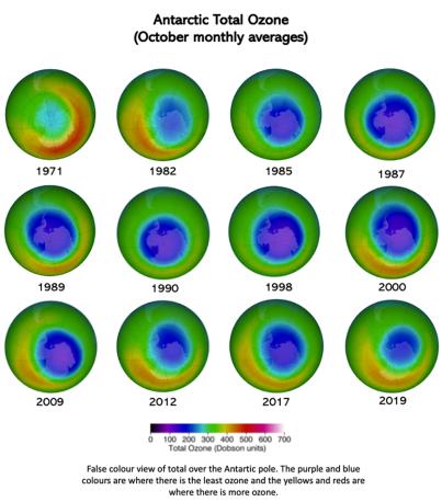 Antartic total ozone 1971 to 2019